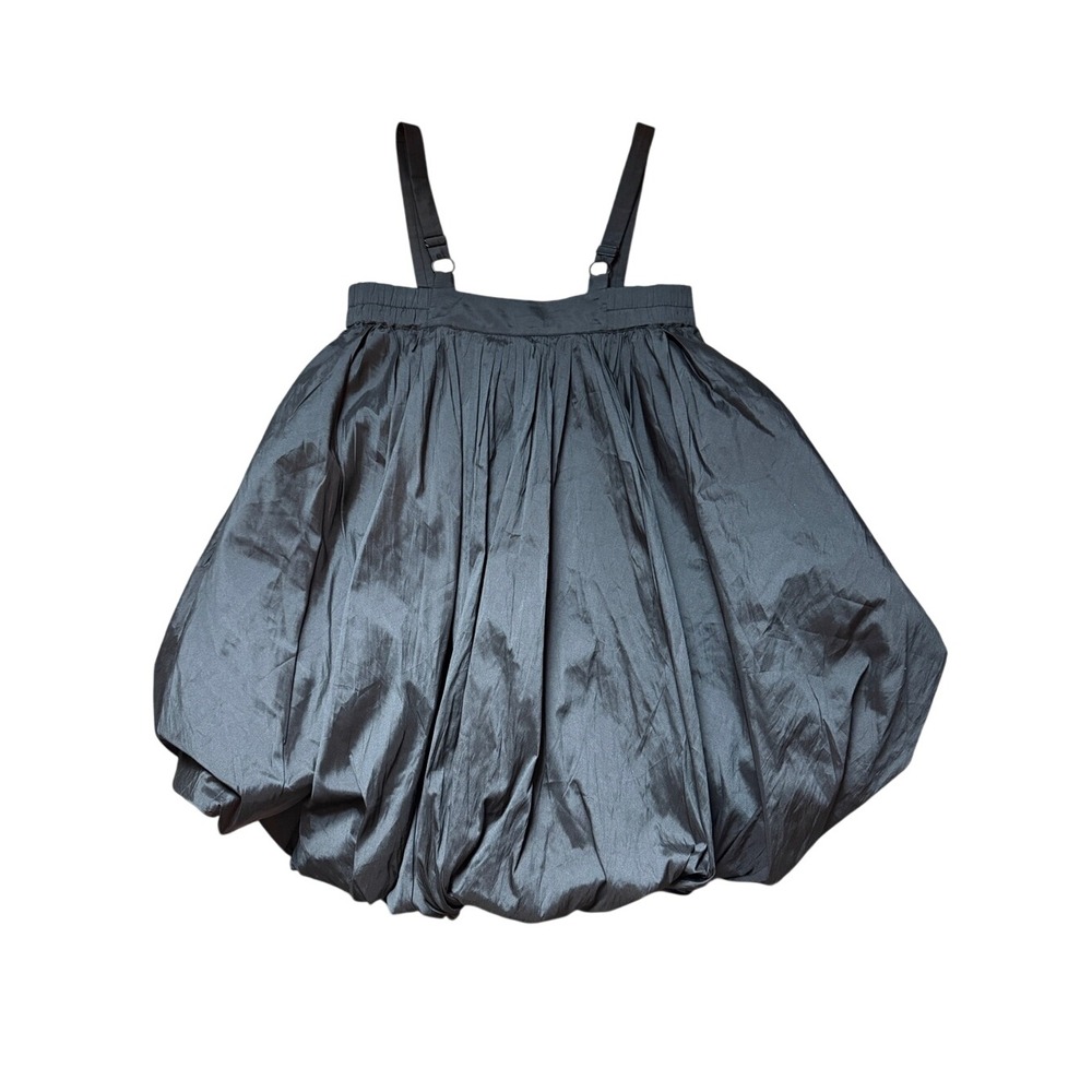 BLONI Anthropologie Black Taffeta Square Neck Bubble Mini Dress S High Fashion - Picture 4 of 14
